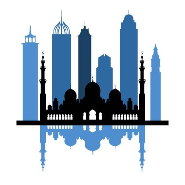 Birleşik Arap Emirlikleri gökdelenler silhouet vektör çizim