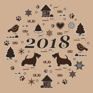 Farklı yeni yıl ve Noel sym sevimli vektör çizimi