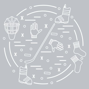 Hokey ve snowboard için çeşitli konularda vektör çizim