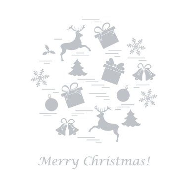 Farklı yeni yıl ve Noel simgeler vektör çizim.