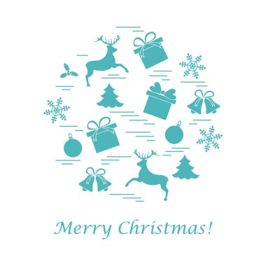 Farklı yeni yıl ve Noel simgeler vektör çizim.