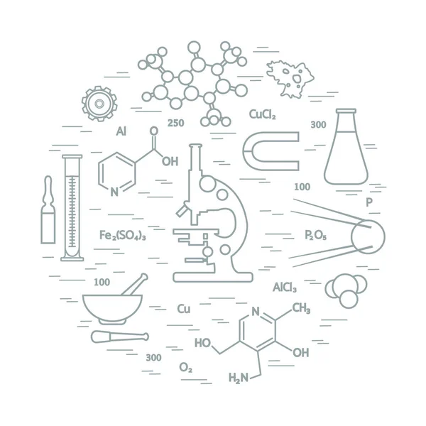 Icono vectorial estilizado de variedad científica, elementos educativos : — Vector de stock