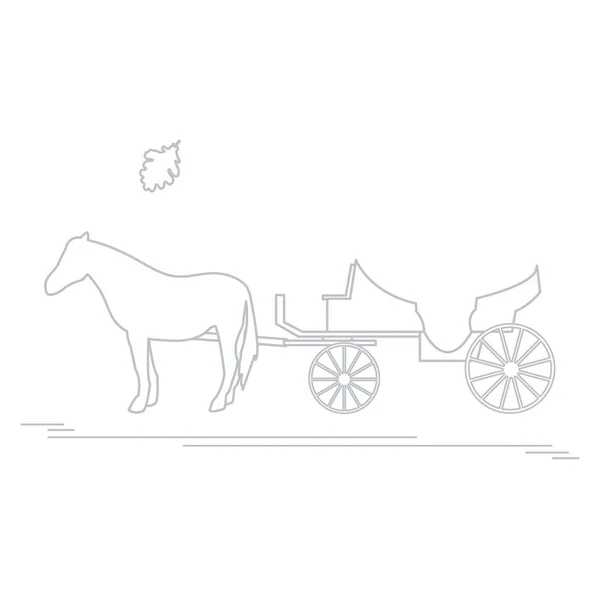 Векторная иллюстрация с конной повозкой и дубовым листом. Трав — стоковый вектор