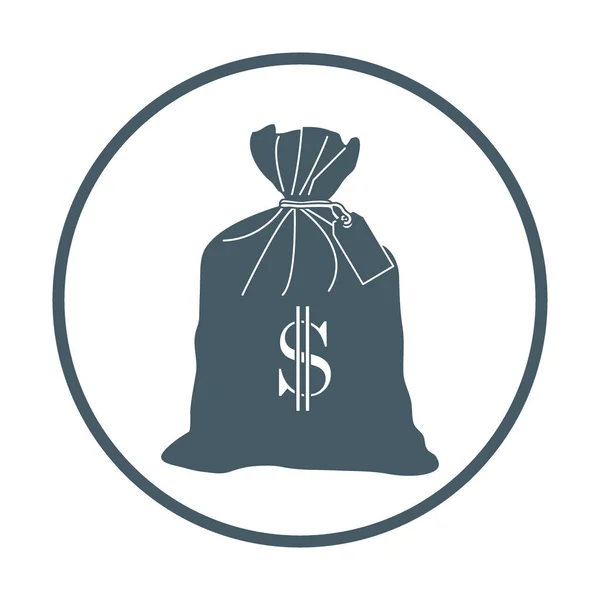 Στυλιζαρισμένη εικονίδιο ενός κόμπους τσάντα με χρήματα. — Διανυσματικό Αρχείο