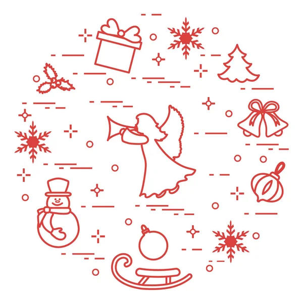 Neujahrs- und Weihnachtssymbole. — Stockvektor