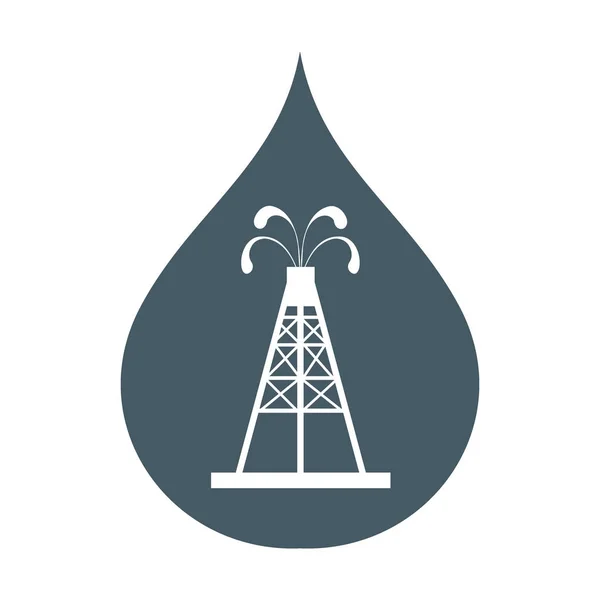 Icône stylisée de la plate-forme pétrolière avec des fontaines jaillissant huile avec — Image vectorielle