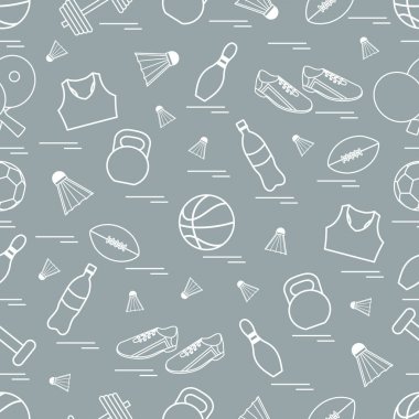 Spor konulu seamless modeli. Vektör çizim spor