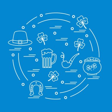 Cute vector illustration with different symbols for St. Patrick'
