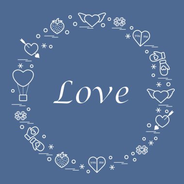 Sevimli vektör çizim ile farklı romantik sembolleri düzenlemek
