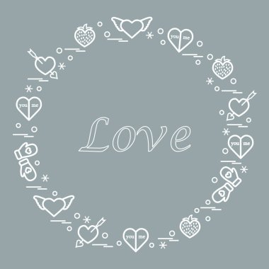 Sevimli vektör çizim ile farklı romantik sembolleri düzenlemek