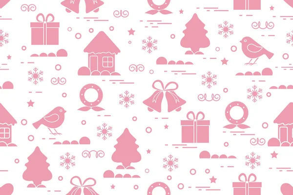 Patrón sin costuras de invierno con variedad Elementos navideños: christm — Archivo Imágenes Vectoriales