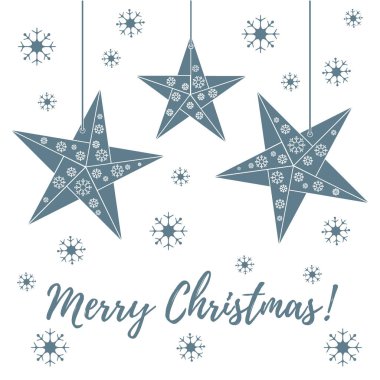 Vektör çizim kar taneleri ve üç yıldız origami ile kat