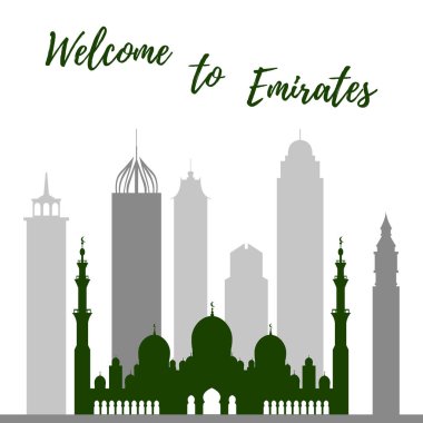 Birleşik Arap Emirlikleri gökdelenler silhouet vektör çizim