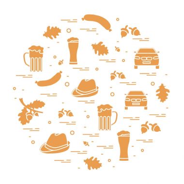 Vektör çizim düzenlenen Almanya'nın çeşitli sembollerle 