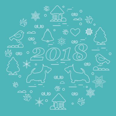 Farklı yeni yıl ve Noel sym sevimli vektör çizimi