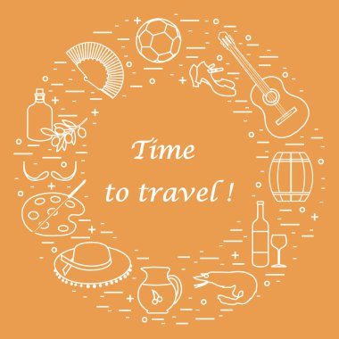 Vektör illüstrasyon düzenlenen İspanya çeşitli semboller ile bir 