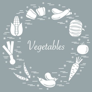 Sevimli vektör çizim farklı sonbahar mevsim sebzeleri
