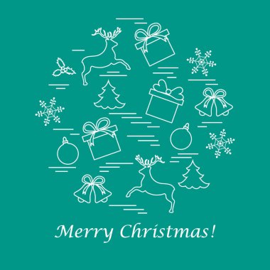 Farklı yeni yıl ve Noel simgeler vektör çizim 