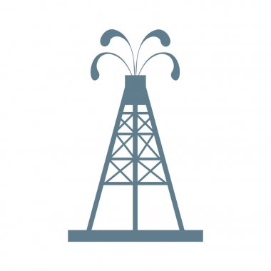 Petrol sondaj platformu yağla spurting çeşmeler ile stilize simgesi
