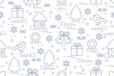 Kış çeşitli Noel elemanları ile seamless modeli: christm