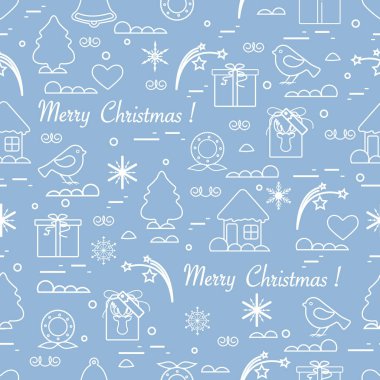 Sevimli vektör desen farklı yeni yıl ve Noel simgeler.