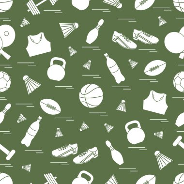 Spor konulu seamless modeli. Vektör çizim spor