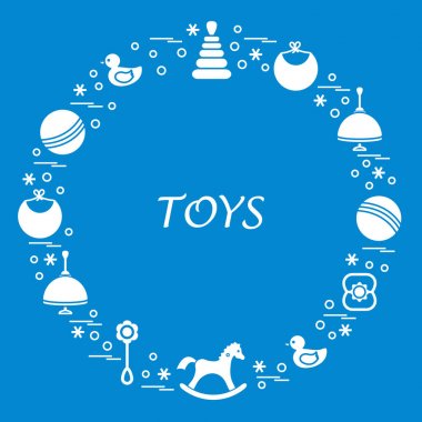 Vektör çizim çocuklar bir daire içinde düzenlenmiş elemanları: whirligi