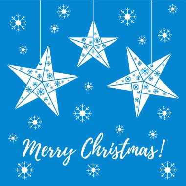 Vektör çizim kar taneleri ve üç yıldız origami ile kat