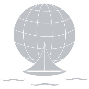 Dalgalar üzerinde bir gl yelken renkli bir yat stilize simgesi