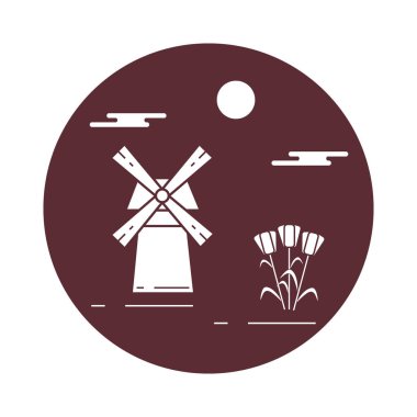 Semboller (Hollanda) ile illüstrasyon. Seyahat ve eğlence.