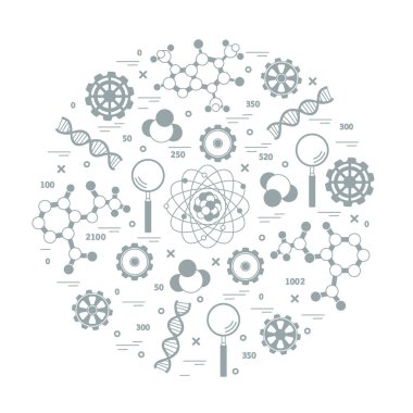 Stilize vektör simge çeşitli bilimsel, eğitim elemanları.