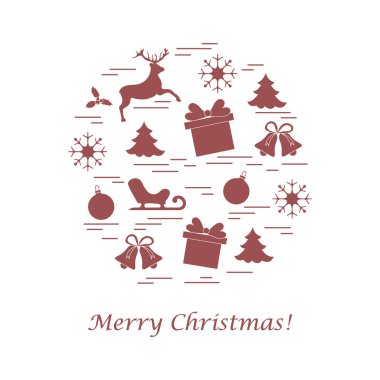 Farklı yeni yıl ve Noel simgeler vektör çizim.