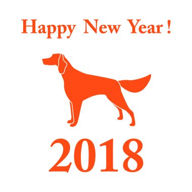 Setter siluet ve yazıt mutlu yeni yıl.