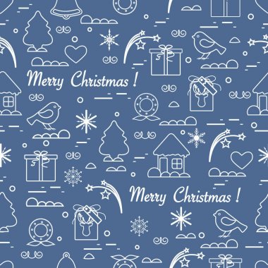 Sevimli vektör desen farklı yeni yıl ve Noel simgeler.