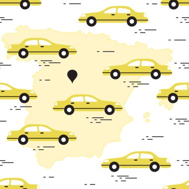 Model arabalar ve İspanya Haritası ile. Seyahat ve eğlence.