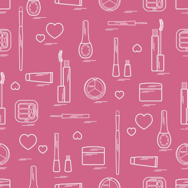 Dekoratif kozmetik ve ca çeşitli unsurların şirin desen