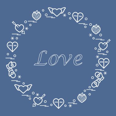 Sevimli vektör çizim ile farklı romantik sembolleri düzenlemek