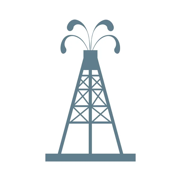 程式化的图标与喷泉喷起石油与石油钻井平台 — 图库矢量图片