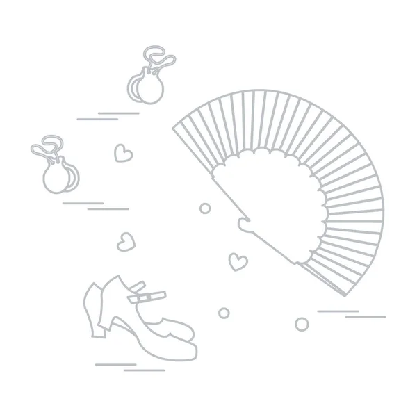 Ilustración vectorial con varios símbolos de la cultura de la danza del Spa — Vector de stock