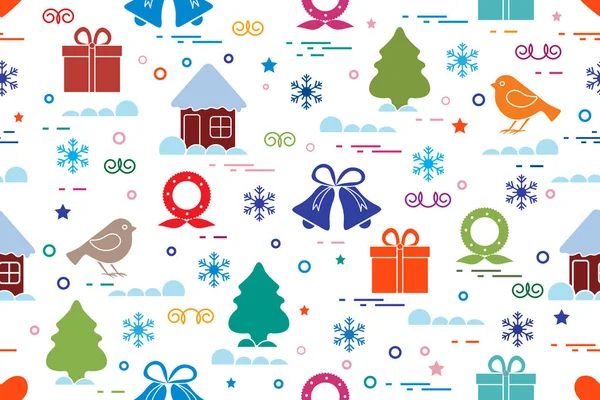 Modèle sans couture hiver avec éléments de Noël de variété : christm — Image vectorielle