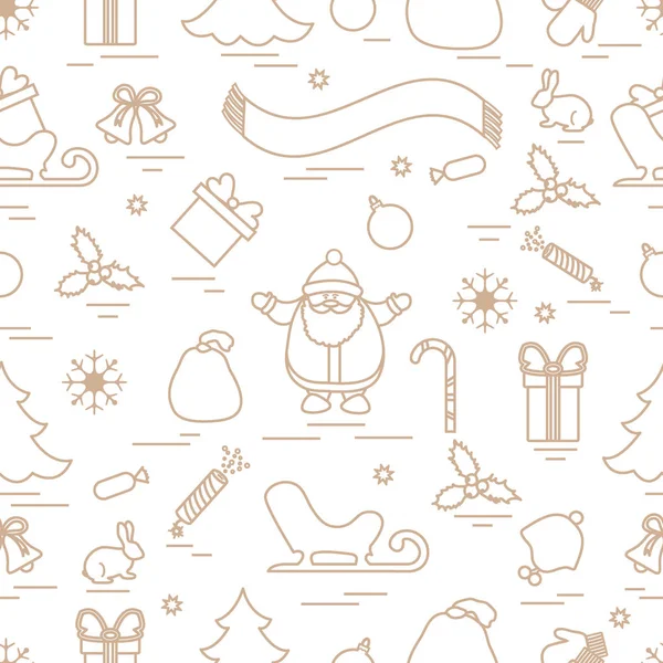 Kış çeşitli Noel elemanları ile seamless modeli: ağaç, 