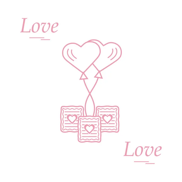 Ilustração de vetor bonito de símbolos de amor: ícone de balão de ar de coração — Vetor de Stock