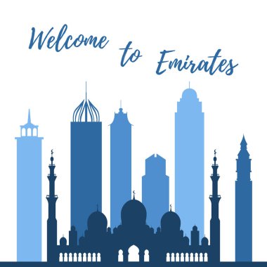 Birleşik Arap Emirlikleri gökdelenler silhouet vektör çizim