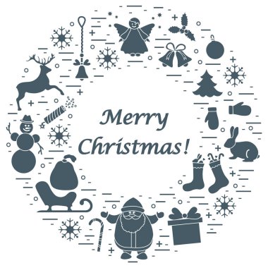 Farklı yeni yıl ve Noel simgeler vektör çizim 