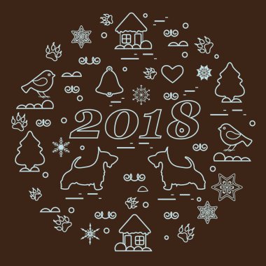 Farklı yeni yıl ve Noel sym sevimli vektör çizimi