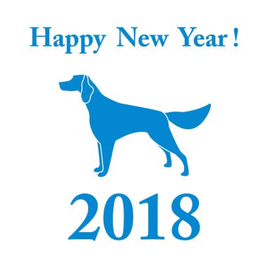 Setter siluet ve yazıt mutlu yeni yıl.