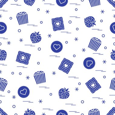 Şirin seamless modeli farklı romantik tatlılar. Aşk conce