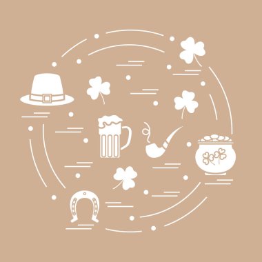 Cute vector illustration with different symbols for St. Patrick'