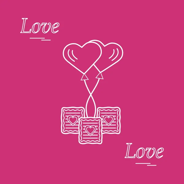 Ilustração de vetor bonito de símbolos de amor: ícone de balão de ar de coração — Vetor de Stock