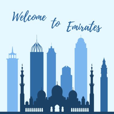 Birleşik Arap Emirlikleri gökdelenler silhouet vektör çizim